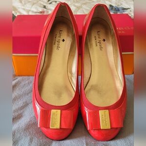 Kate Spade Maraschino Red Patent Ballet Flats, Size 7.5 M